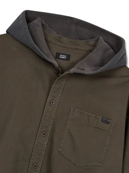 Cămașă Studio Tomboy cu glugă lungă verde