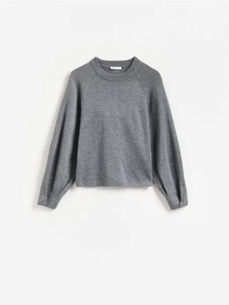 Reserved Pulover cu mâneci raglan gri-închis gri