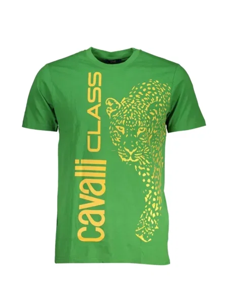 Tricou Cavalli Class cu imagine cu model leopard verde