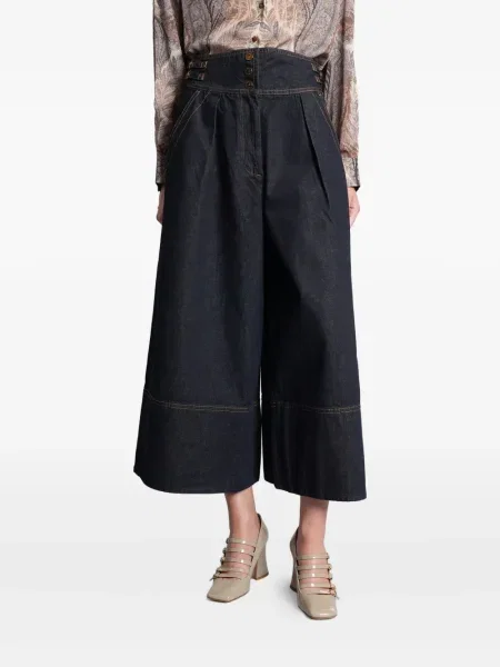 Pantaloni culottes Zimmermann cu cataramă plisate albastru