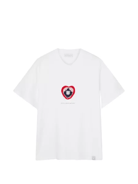 Tricou Stella Mccartney cu motiv cu inimi alb