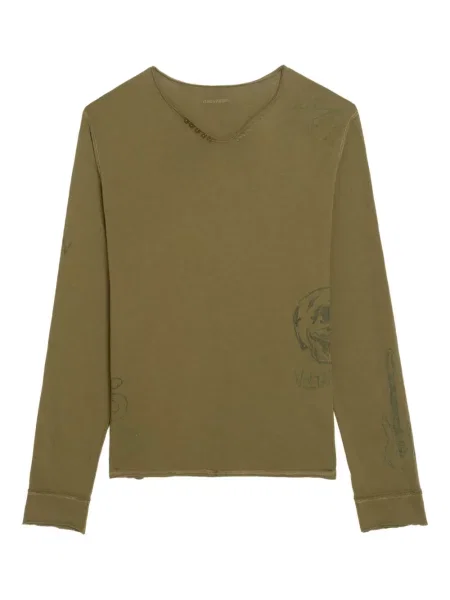 Tricou Zadig&voltaire cu guler henley lung verde