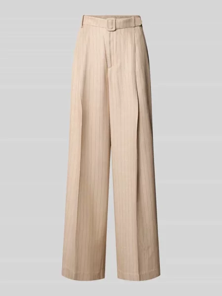 Mos Mosh spodnie proste high waist beżowy
