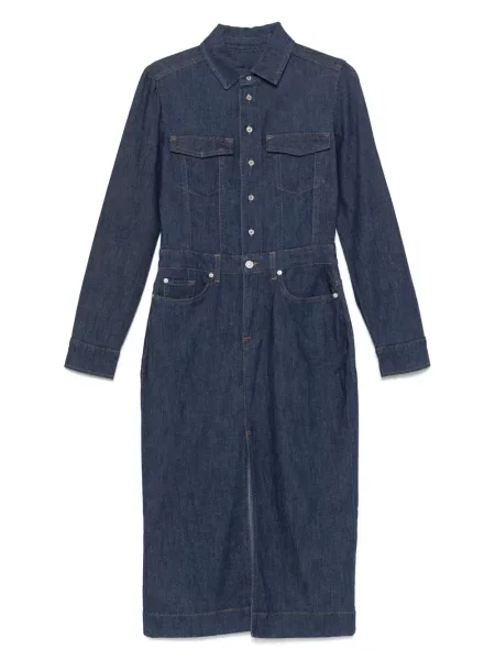 Sukienka jeansowa 7 For All Mankind do kolan garniturowa niebieska