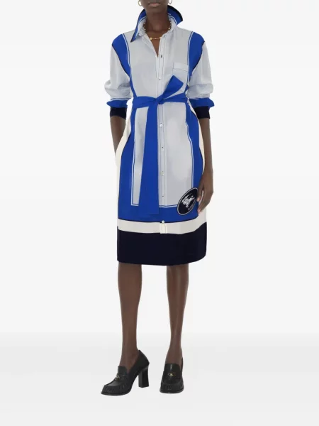 Rochie tip cămașă Burberry de mătase alb