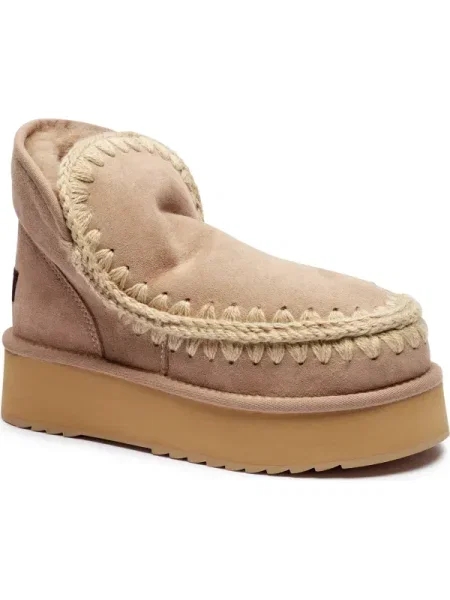 MOU Bocanci Mini Eskimo Platform | lână | piele întoarsă roz