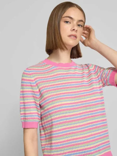 T-shirt o kroju slim fit z czystej bawełny model DIANA' Pieces