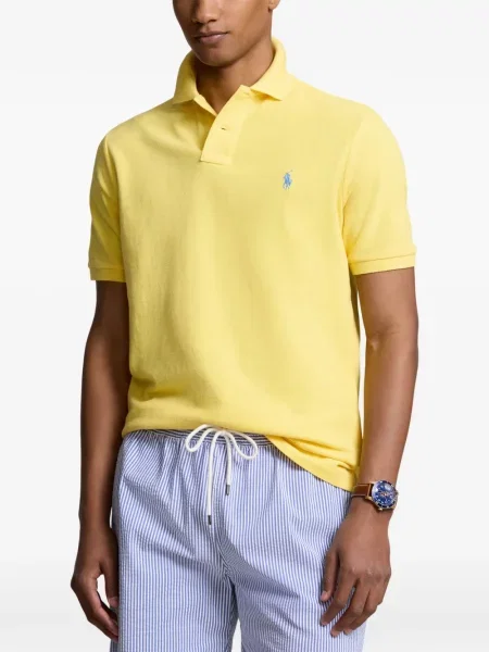 Tricou polo Polo Ralph Lauren cu autograf cu 5 buzunare în carouri gri