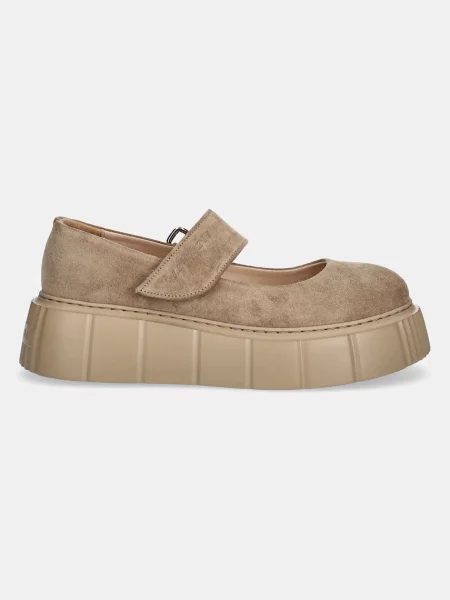 Замшевые балетки Inuikii на платформе бежевые