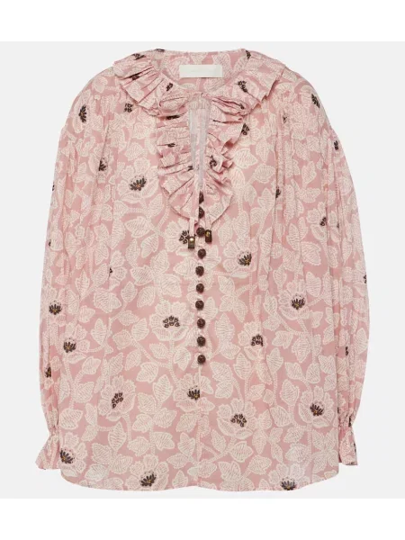 Top Zimmermann cu model floral cu volane roz