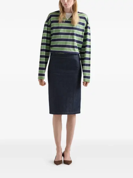 Tricou Prada cu dungi lung verde