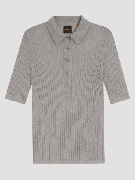 Шерстяное поло Boss серое