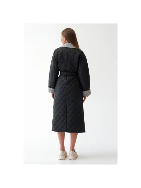 Стьобане пальто-халат Estro чорне