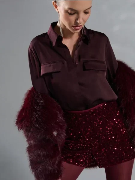 Шорти з паєтками буряковий