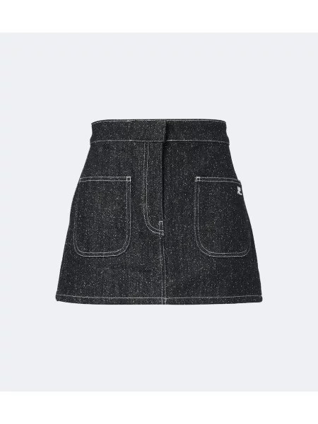 Fustă din denim Courreges din tweed negru