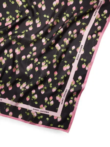 Fular Marc Jacobs de mătase cu model floral negru