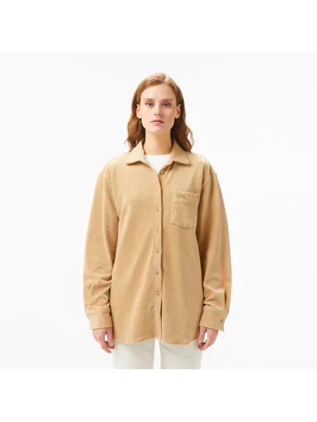 Lacoste Loose Fit Koszula brązowa