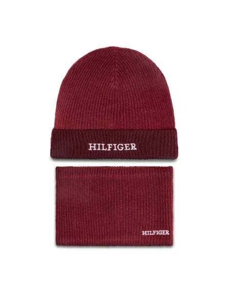 Tommy Hilfiger Súprava čiapka a tunelový šál červená