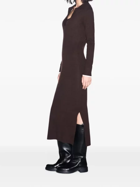 Midi šaty Armani Exchange hnedá