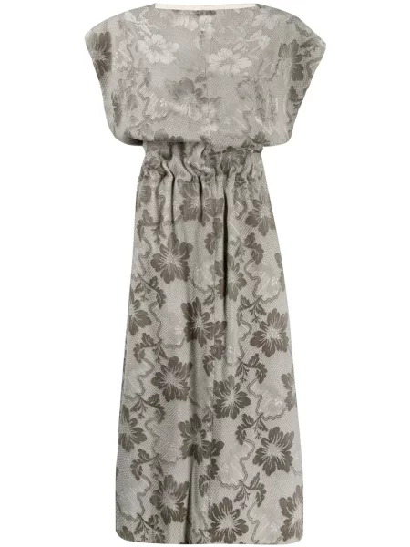 Květinové žakárové oblekové šaty Comme Des Garçons Pre-owned šedé