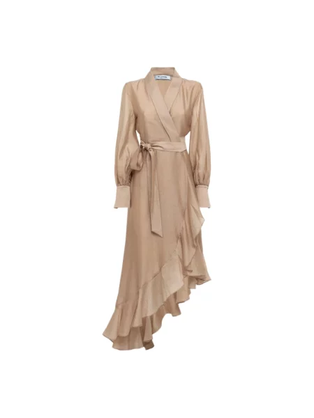 Sukienka maxi Blugirl z lyocellu kopertowa beżowa