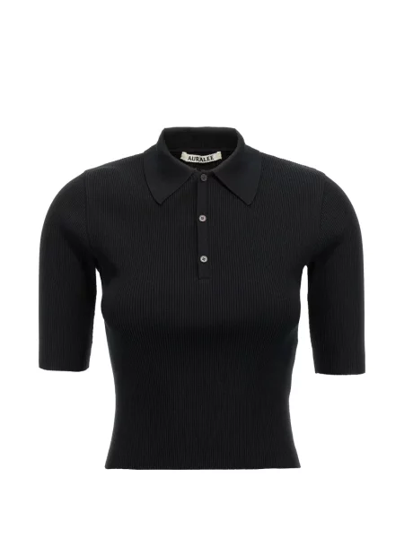 Tricou polo Auralee tricotate negru