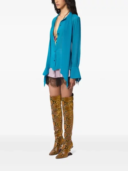 Satynowa koszula Nina Ricci niebieska