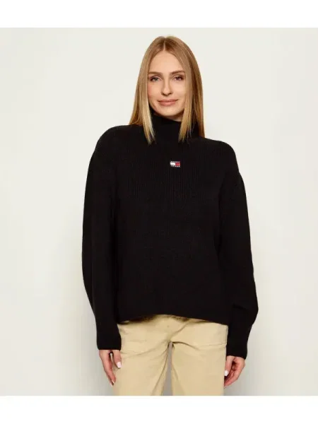 Tommy Jeans Pulover Badge negru