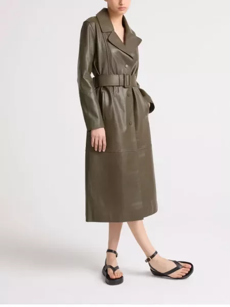Trenci Yves Salomon din piele verde