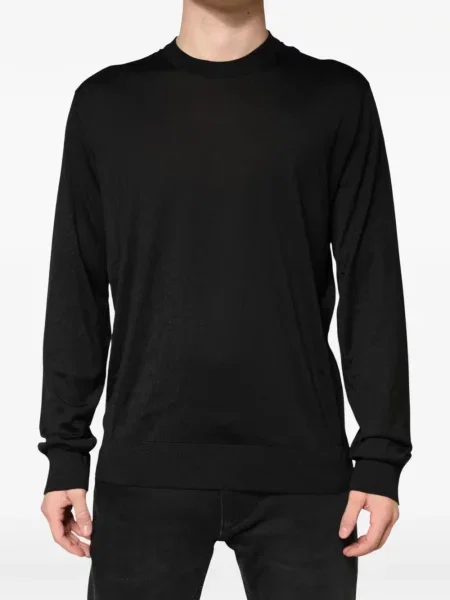 Pulover Dolce & Gabbana de mătase cu decolteu rotund negru