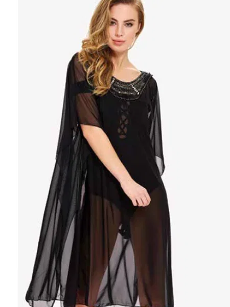 Пляжная прозрачная туника чорна