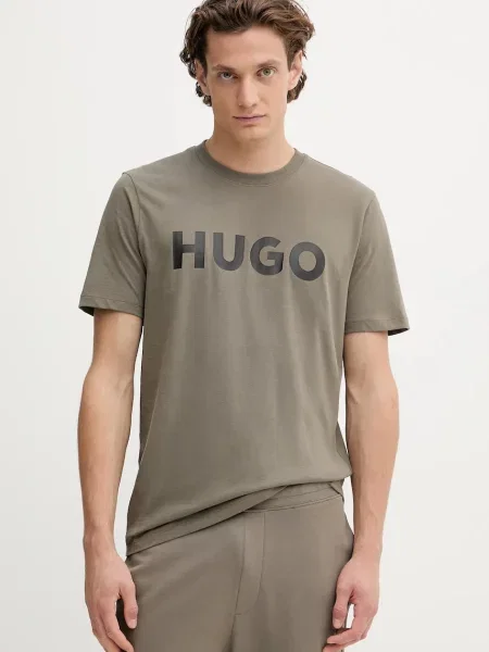 Тениска HUGO с принт черно