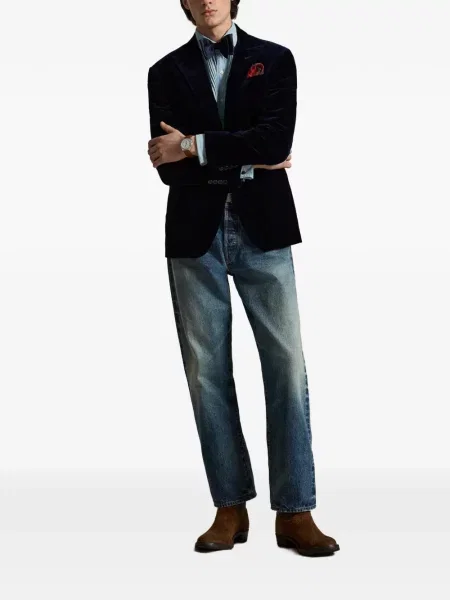 Șosete Polo Ralph Lauren cu model herringbone cu broderie plasă albastru