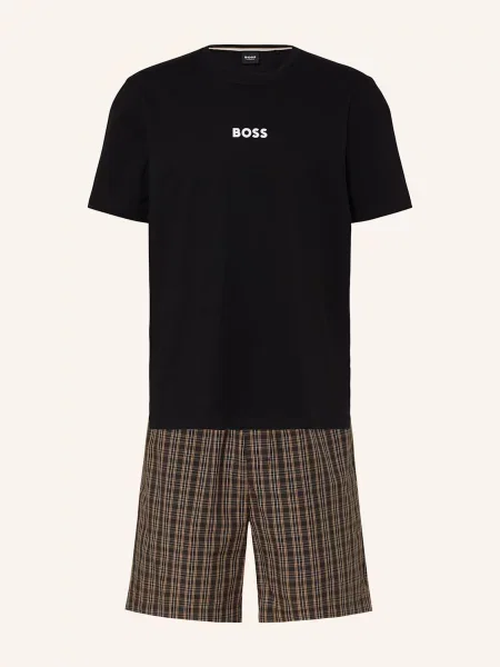 Boss Pyžamo Se Šortkami Easy Short S Dárkovou Krabičkou černá/ hnědá černé