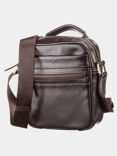 Кожаная сумка через плечо Shvigel коричневая