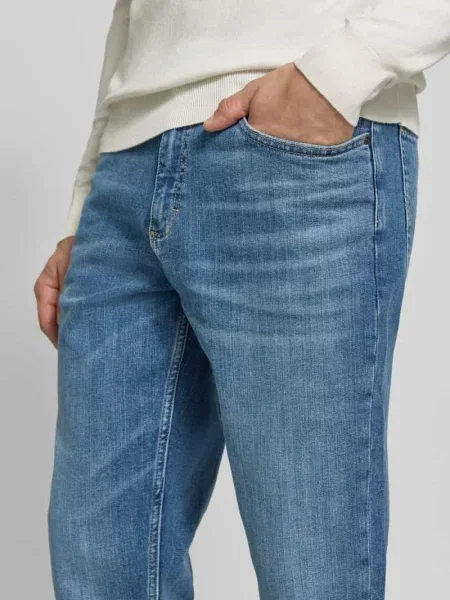Jeansy o kroju tapered fit z mieszanki bawełny model David' Lee niebieski