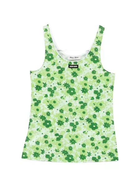 Топ Miu Miu на цветя с принт зелено