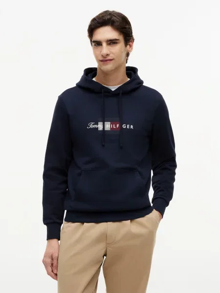 Palton Tommy Hilfiger cu glugă alb