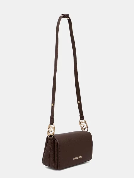 Love Moschino crossbody torbica iz umetnega usnja rjava