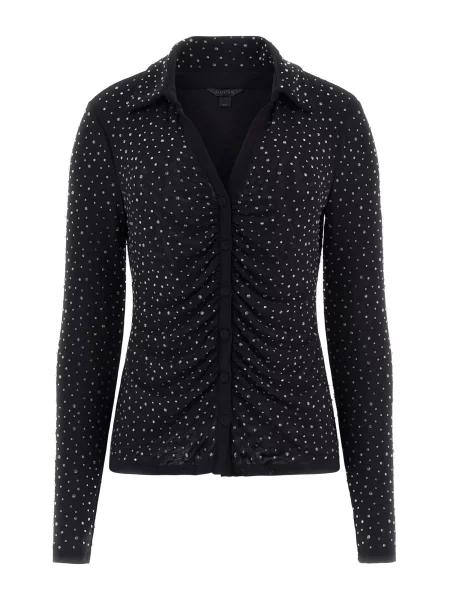 GUESS Bluza IBIZA / transparentna črna