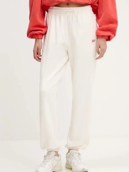 Tommy Jeans Долнище анцуг Script Екрю бежово