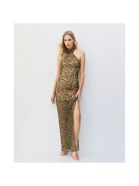 Sukienka maxi Access Fashion tiulowa zielona