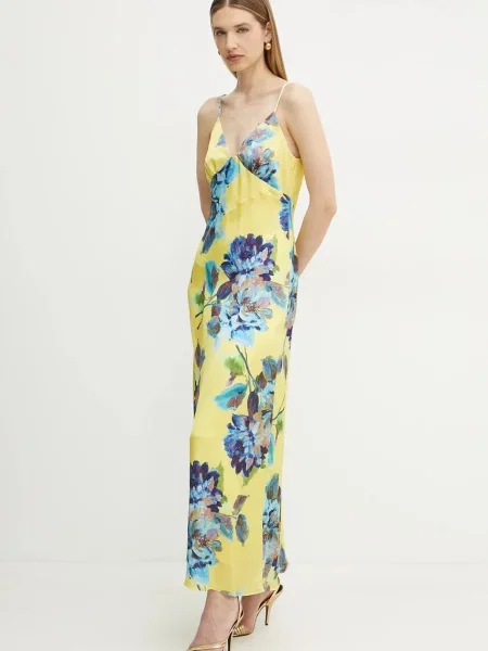 Bardot sukienka maxi rozkloszowana żółty