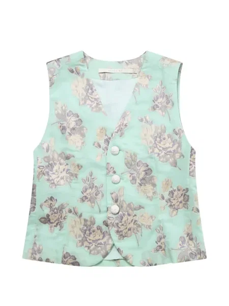 Vestă Renli Su cu model floral din jacard verde