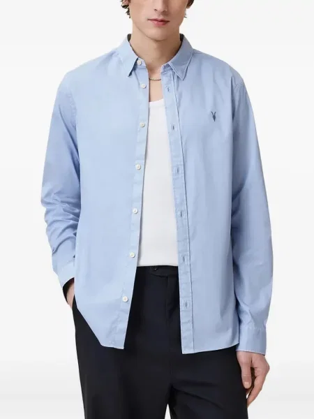 Cămașă Allsaints cu broderie albastru