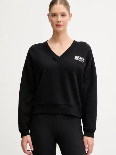 Dkny bluza z aplikacją czarny