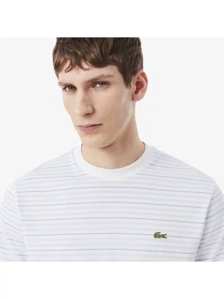 Lacoste T-Shirt Z Okrągłym Dekoltem W Paski Classic Fit biały