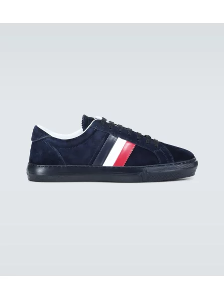 Sneakerși Moncler din piele de căprioară albastru