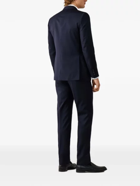 Costum Hackett London de lână cu model herringbone albastru