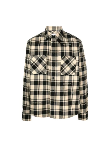 Wielobarwność koszula Off-white w kratkę flanelowa biała
